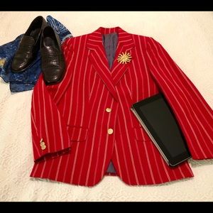 Carducci Womens Red Pinstripe Blazer